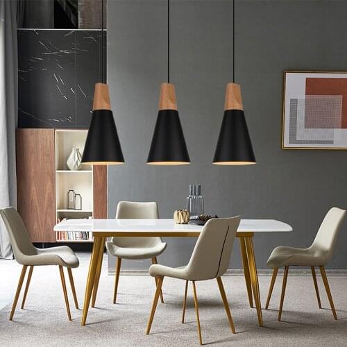 1/3 Heads Pendant Lights Modern Wood Pendant Lamp Nordic for Restaurant Bedroom Kitchen Fixtures Hanging Home Living Room Decor