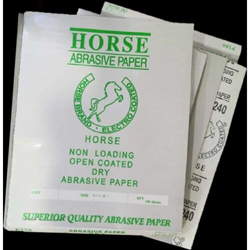 Carpenters polishing dry sandpaper horse brand sandpaper furniture wood paint dry grinding white sandpaper wall sanding