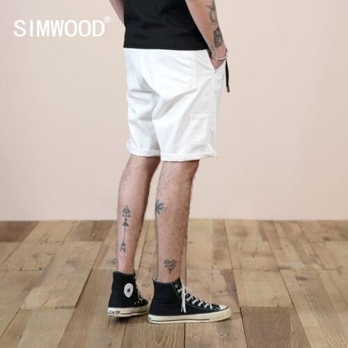 SIMWOOD 2021 Summer New Oversize White Denim Shorts Men Multi-Pockets Casual Shorts 100% Cotton Jeans Plus Size Clothes