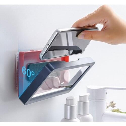 Bathroom Toilet Wall Hanging Mobile Phone Storage Box Waterproof Case Mobile Phone Shelves Self-adhesive Shower Accessories