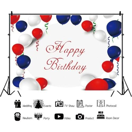 Red and Blue Balloons Minimalist Style Backdrops Photocall Vinyl Background Decorations for Birthday Portrait Photography Props