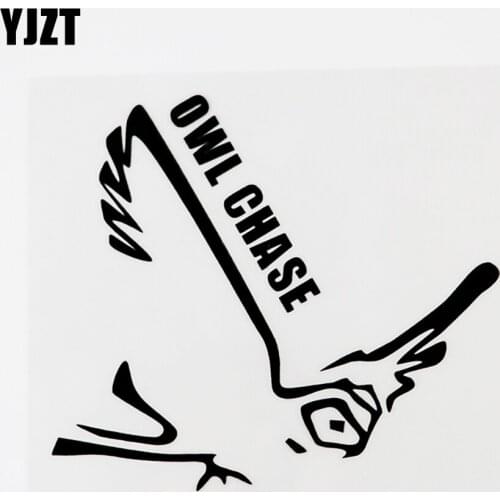YJZT 13.5CMX11.7CM Fashion Animal Owl Chase Vinyl Car Sticker Decal Black/Silver 8C-0246