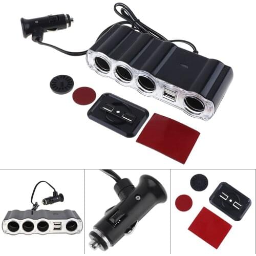 4 Way Multi Socket Car Cigarette Lighter Splitter Socket Car Charger Power Outlet Adapter Dual USB Port for Boat Motorcycle