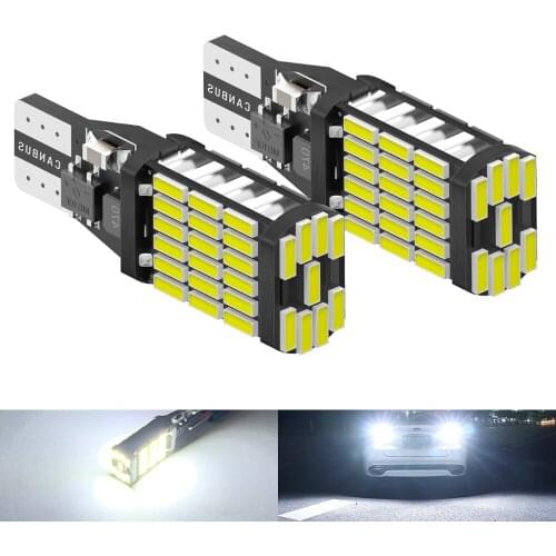 ASLENT 2x Signal Lamp W16W LED T15 921 912 Bulb Super Bright 4014 45SMD T15 Led Canbus Auto Backup Reserve Lights Tail Lamp 12V