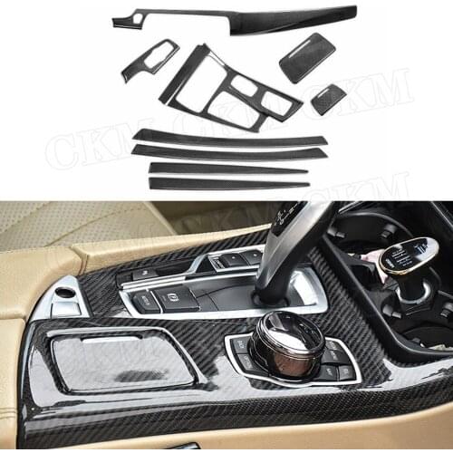 5 Series Carbon Fiber Dashboard Door Trim Covers For BMW F10 F11 2011-2017 LHD Car interior Decoration Accessories