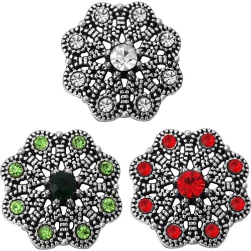 5pcs/lot New Beauty Snap Jewelry Rhinestone Hollow Flowers 18mm Snap Buttons Fit DIY Snap Bracelets & Bangles Wholesale ZA027