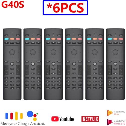 [6PCS] G40S 2.4GHz Wireless Remote Control 34keys Air Mouse Voice Gyroscope AAA Battery for Android TV Box H96 Max IR Learning