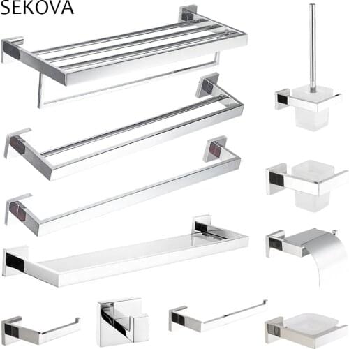 Bathroom accessories Stainless Steel Chrome Polished Towel Bar Soap Dish Paper Holder Towel Ring Stacks Bathroom Hardware Set