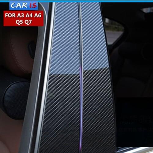 Carbon Fiber Car Window B-pillars Car Stickers Trim Covers Car Styling For Audi A3 A4 A6 Q5 Q7 2009-2019 Series Accessories