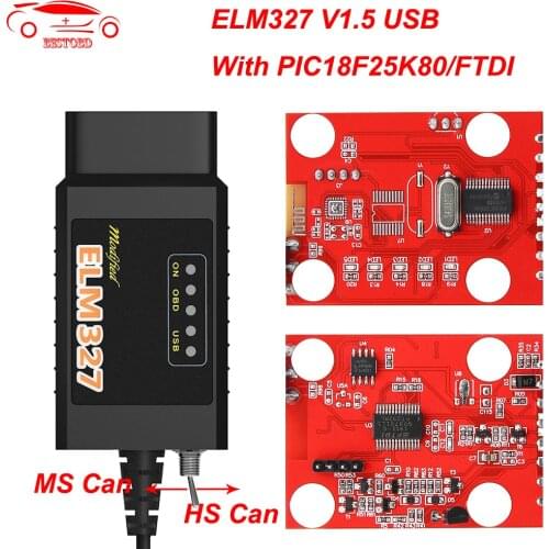 ELM327 V1.5 USB Switch PIC18F25K80 FTDI FT232R HS-CAN/MS-CAN For FORScan elm 327 v1.5 for Ford OBD2 Car Diagnostic Scanner Tool