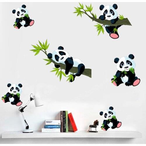 Bamboo Panda Cartoon Wall Sticker for Baby Room Living Room Study Wall Decoration for Christmas Gifts