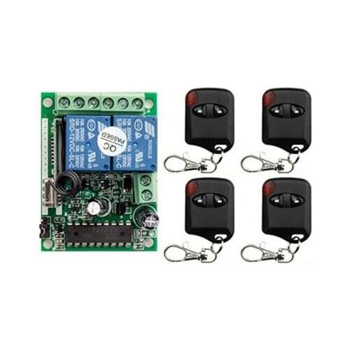 DC12V 2CH Wireless Remote Control Switch System teleswitch 1*Receiver + 4 *cat eye Transmitters for Appliances Gate Garage Door