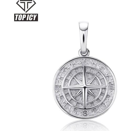 Hip pop sterling silver 925 jewellery compass necklace pendant cuban chain for men/women gold/sliver/rose color