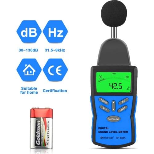 HoldPeak Digital Sound Level Noise Meter Measurement 30-130dB Decibel Detector Audio Tester Metro Diagnostic-Tool Smart Sensor