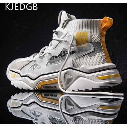 KJEDGB Chunky Sneakers Men Casual Shoes Autumn New Outdoor Street Trend Fashion Thick Bottom Platform High-top Mens Shoes