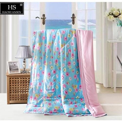 Beautiful Floral Tencel 500 Thread Count Fabric Thin Quilt Summer Comforter Adult Double Bed Cover Queen King Size soft Reactive