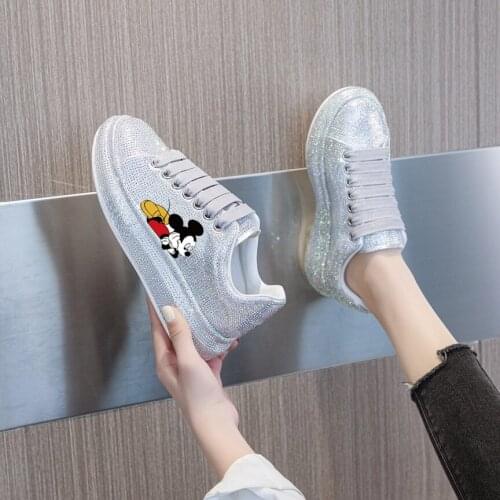 Disney big childrens cartoon Mickey Mouse girl adult non-slip soft bottom fashion color sequined sports casual shoes