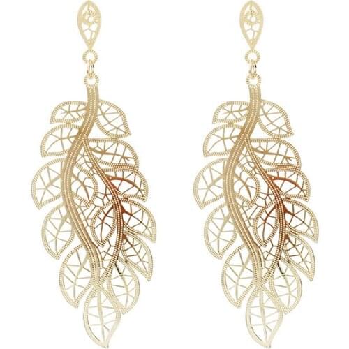 Fashion Irregular Big Leaf Shape Drop Earrings for Women Bohemian Long Earrings Hollow Out Boho Earings Jewelry Gift