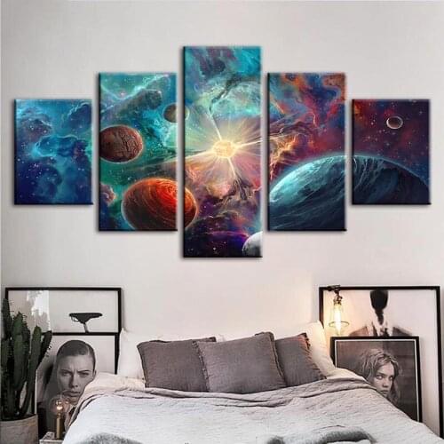Multi-Panel 5D Diy Full Square Round Diamond Painting Cross Stitch Planet Universe Landscape Diamond Embroidery 5 PiecesZP-4271