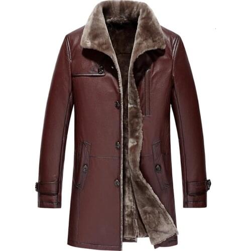 Mens Leather Jacket Winter Jacket Men Genuine Sheepskin Coat Real Wool Fur Liner Warm Jackets Plus Size Veste JLK18FG1701 Y1863