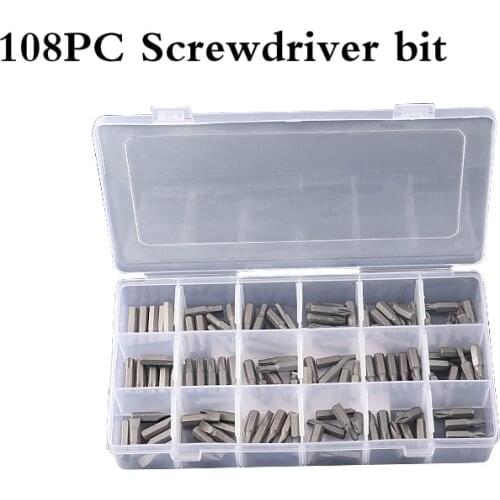 108Pcs Screwdriver Bits Set Cross Torx Short Drill Screw Driver Power Tools PZ1/PZ2/PZ3/H4/H5/H6/TX10/TX15/TX20/TX25/TX30/TX40