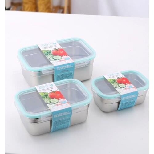 Set of 3 Portable 304 Stainless Steel Refrigerator Food Container Storage Box Kitchen Items Lunch Organizer Tableware Plates