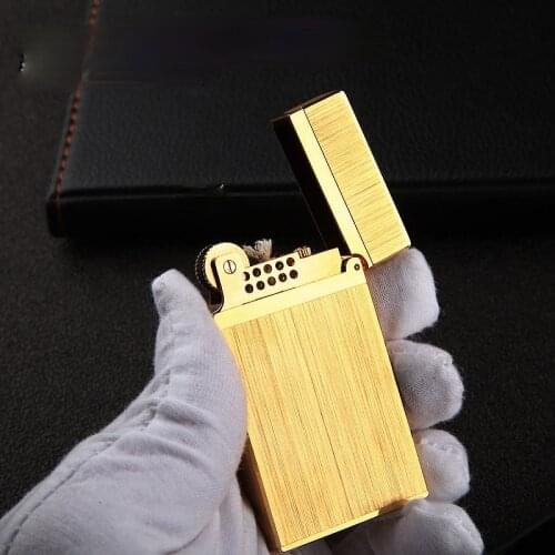 Pure Copper Loud Sound Refillable Kerosene Lighter Crisp Steel Tone Electroplating Drawing Wire High-end Lighter Gift for Men