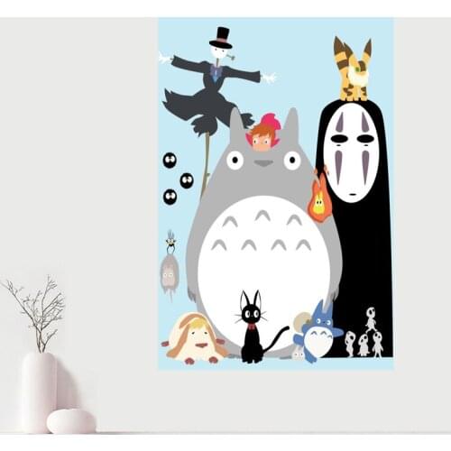 Custom Canvas Wall Decor Spirited Away Canvas Poster Cloth Wall Fabric Posters And prints Home Decor Painting