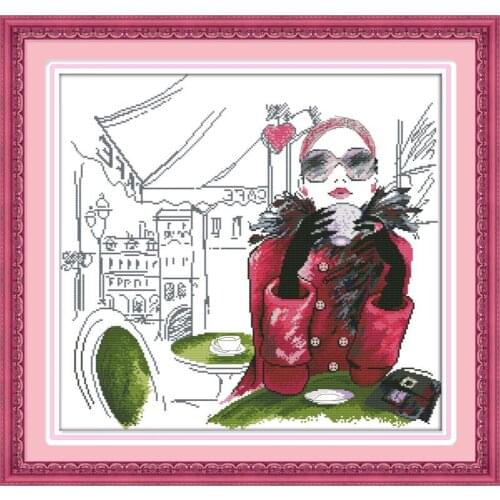 Joy Sunday The City Girl Needlework 11&14CT DMC New Home Cross-stitch Kits Needlework DIY Cross Stitch Sets for Embroidery Kits