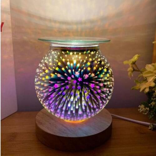 New 3d Glass Aromatherapy Table Lamp 3d Fireworks Fragrance Nightlight Decoration Bedroom Desk Lamp Baby Room Decor