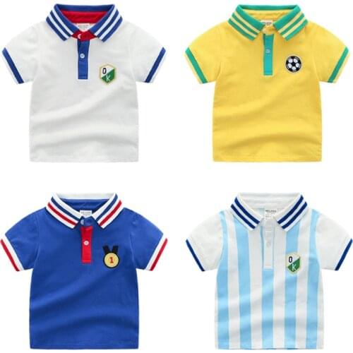 New Kids Boy‘s T Shirts For Summer Spring Fashion Short Sleeve Kids Sport Team Shirts Children Baby Striped Tops Cotton Clothes