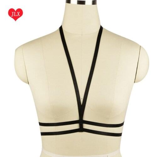 New pastel goth sexy women body harness top gothic bondage lingerie harness bra binding wedding garter belt