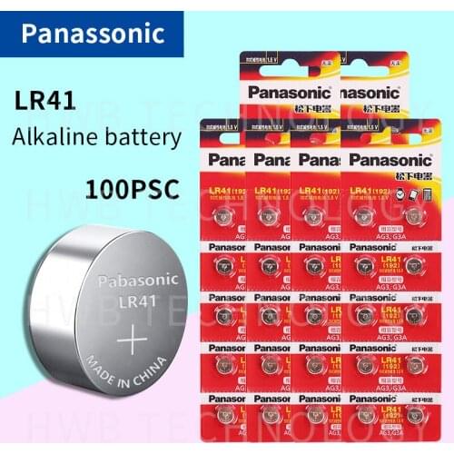Wholesale 100Pcs 1.5V PANASONIC LR41 192 Button Cell Alkaline Batteries Freeshipping