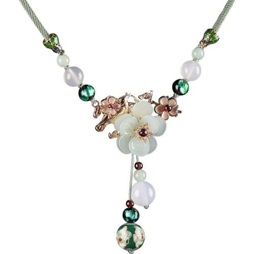 Christmas 2020 Design Fashion Jewelry Romantic Crystal Pendant Multilayer Petal Sweater Chain Necklace For Women Collares Gift