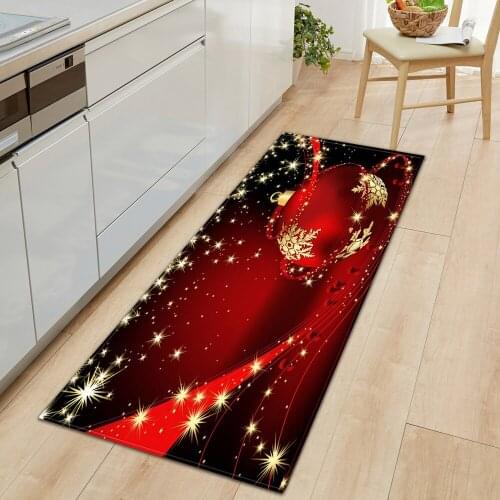Christmas Kitchen Mat Entrance Doormat Home Bedroom Living Room Floor Decor Rug Hallway Balcony Bathroom Anti-Slip Long Carpet