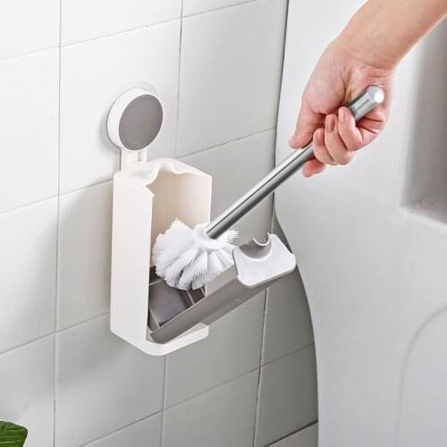 Toilet brush no trace hanging wall stainless steel cleaning long handle brush toilet no dead corner toilet decontamination brush