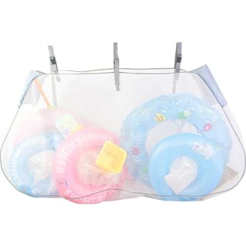 K1MB Swimming Pool Storage Bag Large Capacity Foldable Hook Hanging Mesh Bag Pool Inflatable Toys Foot/Basketball Organizer