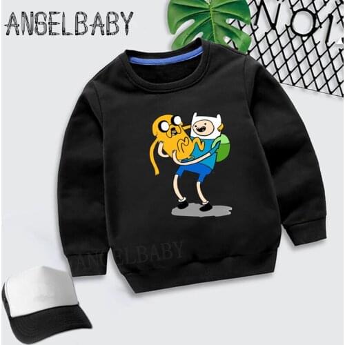 Boys Girls Sweatshirt Kids Adventure Time Finn and Jake Design Cartoon Hoodies Children Autumn Tops Baby Cotton Clothes,KYT5200