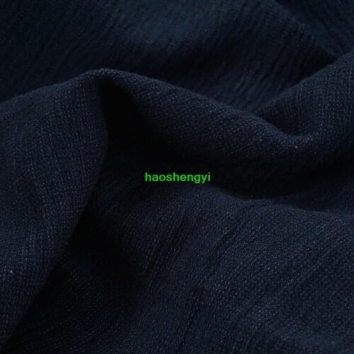 Navy blue brand sand washed Chinese style double-sided yarn-dyed cotton and linen fabric