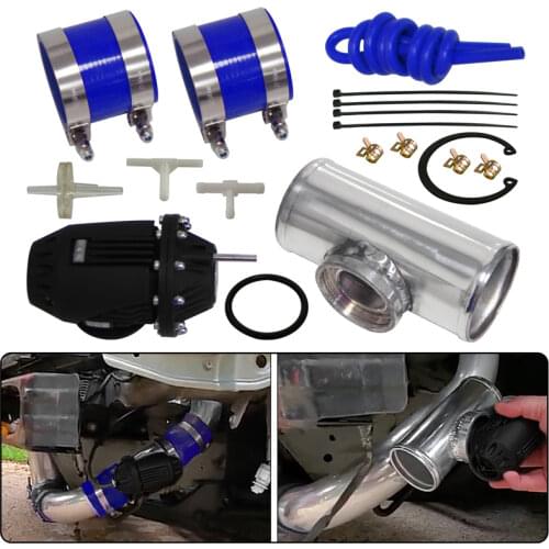 Black Aluminum Billet Anodized Type-4 SQV Blow Off Valve BOV +2.75" Flange Pipe +silicone +clamps +4mm vaccum hose black