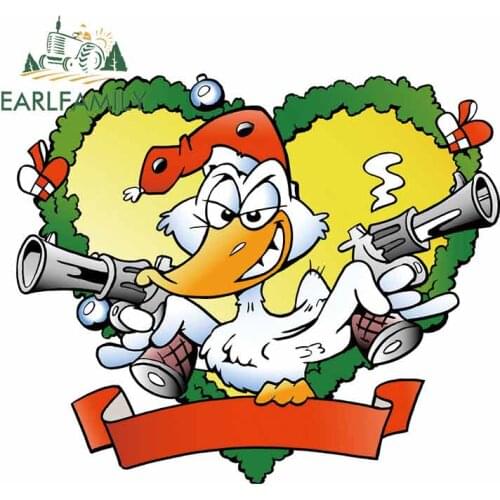 EARLFAMILY 13cm x 11cm for Hand-drawn of An Angry Christmas Duck Waterproof Decal Car Stickers Bumper Decoration Custom Printing