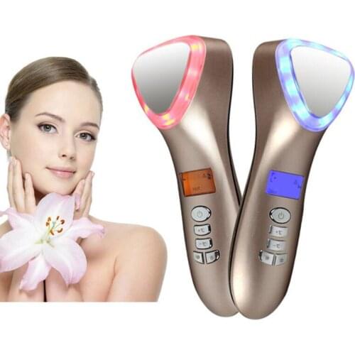 Newest Ultrasonic Cryotherapy Hot Cold Hammer Vibration Face Lifting Massager Ultrasound Face Fast Shrink Pore Skin Rejuvenation