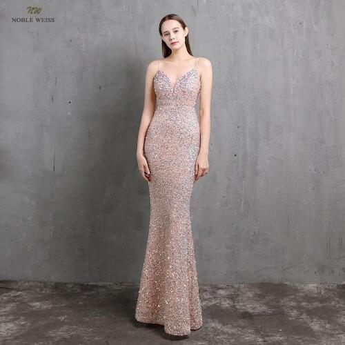Evening Dresses Floor-Length Dresses Woman Party Night Mermaid Sequin Sleeveless Prom Dresses