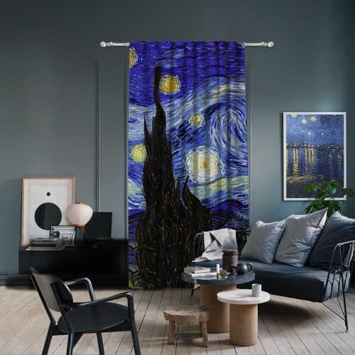 Vincent Van Gogh - Starry Night Panel 1,Window Curtain 1 panel,Blackout,Room darkering, custom size