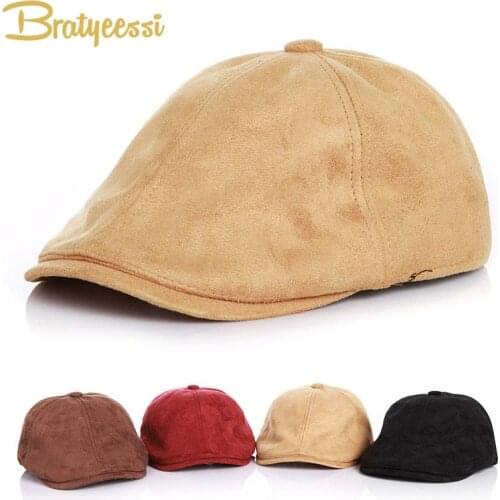 Vintage Suedette Beret Kids Hats Caps Autumn Winter Baby Hat Adjustable Children Cap for Girls Boys 2-5 Years 1 Piece