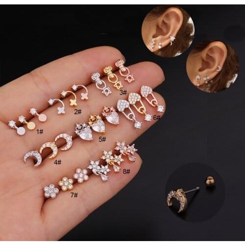 1Piece Women Earings Fashion Jewelry 2020 Stainless Steel Piercing Ear Cuff Stud Earrings for Women Accessories