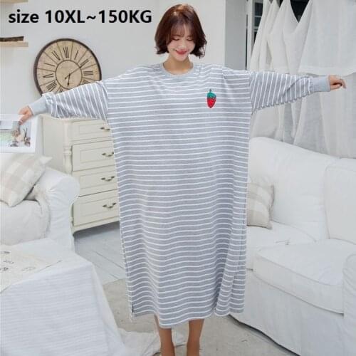 Large size 10XL bust 150cm Cotton Night Dress Long Sleeve Women O-Neck Sleepwear Maxi Dresses Casual Oversized Home Dress