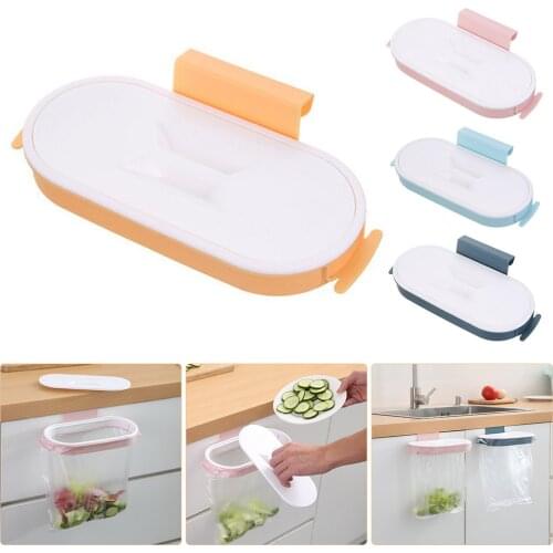 1pc Space Saving Kitchen Cupboard Trash Bin Accessories Storage Garbage Bag Holder Cabinet Door Hanging Rack Waste Bin With Lid