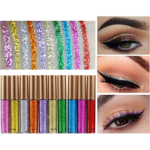 10 Colors Magic Dazzle Colour Glitter Eyeliner Fluid Paillette Quick-dry All Day Hard-Wearing Delicately Sexy Pearl Shimmer