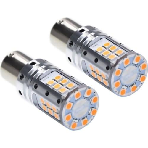2 x 1156PY PY21W LED Amber No Error Turn Signal light BAU15S 7507 Orange Yellow 3030 Car Canbus No Hyper Flash Bulb Lamp 12V 24V